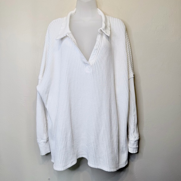 FP | WTF Travis Polo V-Neck Sweater Popover Henley Thermal Top Slouchy Shirt - Picture 5 of 13